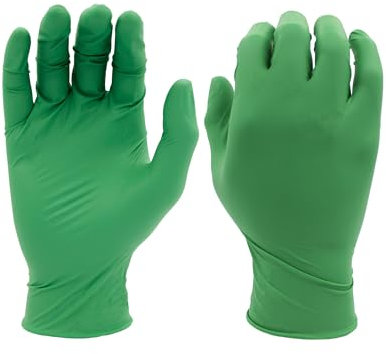 SHOWA 6110PF Disposable Biodegradable Nitrile Powder Free Work Glove, 240mm long, .1mm thick, Green, L(Pack of 100)