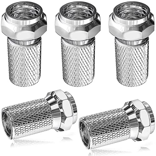 Set of 5 Waterproof F Plug Connectors - Micro Screw/Twist-On Design for Secure Aerial Coaxial Cable Connections - Compatible with RG6 Cables for Satellite TV, Sky, Broadband, and Digital Signals