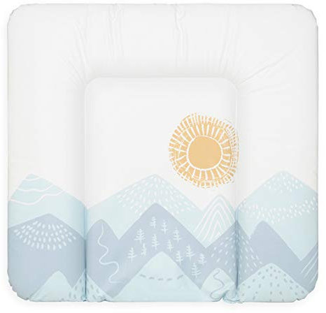 BONKY® Wickelauflage 75x72 cm - weiche Wickelunterlage - Baby Wickeltischauflage - Wasserdischt - Abwaschbar - Made in EU - 100% Oeko TEX - Berge