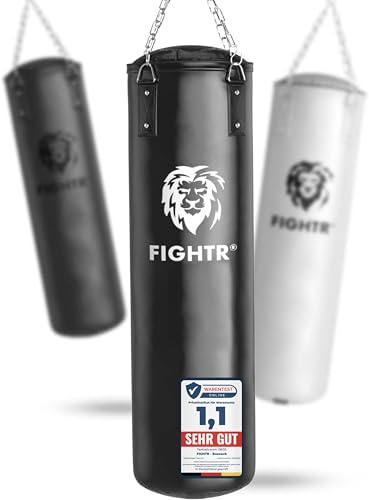 FIGHTR® Boxsack gefüllt/ungefüllt - extrem robust & langlebig | Boxsack Set inkl. 4-Punkt-Stahlkette für Boxen, Kickboxen, MMA, Muay Thai und weitere Kampfsportarten