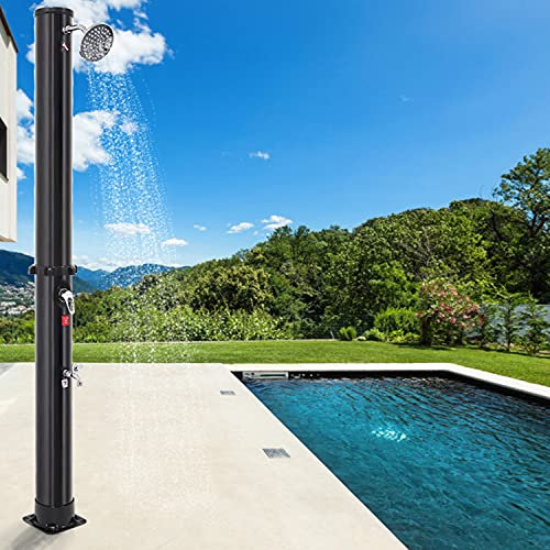 Douche Solaire,Housse de Protection Incluse, Douche de Jardin Solaire - Douche de Jardin Chaude - sans raccordement électrique - avec Robinet et pommeau de Douche de Pluie (217*21*21cm, 35L)