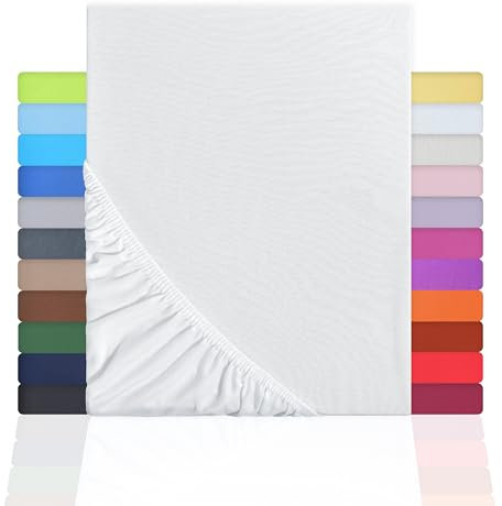 NatureMark Basic Boxspringbett & Wasserbett Spannbettlaken 200 x 220 cm - 40 cm Steghöhe - 200x220cm Spannbetttuch - 100% Baumwolle, Weiss