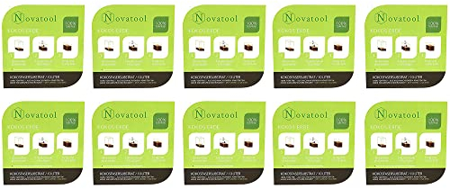 10x Novatool Kokosziegel Humusziegel Kokoserde mit Beutel Blumenerde Zimmerpflanzen | 100 Liter | 750g 19x18x5cm Gartenerde Kokosziegel fein Quelltabletten Kokos Steu und Substrate Kokosblumenerde