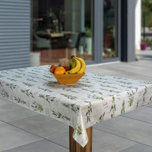 laro Wachstuch-Tischdecke Abwaschbar Garten-Tischdecke Wachstischdecke PVC Plastik-Tischdecken Eckig Meterware Wasserabweisend Abwischbar AS, Muster:Lavendel Blumen Lila, Größe:100x140