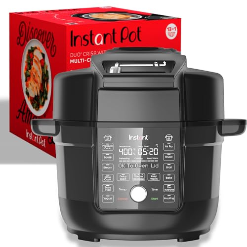 Instant Pot Duo Crisp Ultimate Lid,13-in-1 Air Fryer&Pressure Cooker Combo, Sauté, Slow Cook, Bake, Steam, Warm, Roast, Dehydrate, Sous Vide&Proof, App With Over 800 Recipes,1500 watts,6.5 Quart,Black