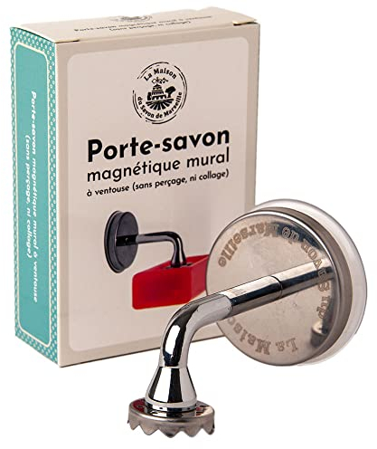 Maison du Savon de Marseille - Wall Mounted Magnetic Soap Holder - Durable Chrome Finish with Strong Suction Cup, 15cm Length