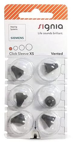 Signia Click Sleeves Vented (6 Stück) für Siemens, Signia und Audio Service IdOs und Ex-Hörer (XS)