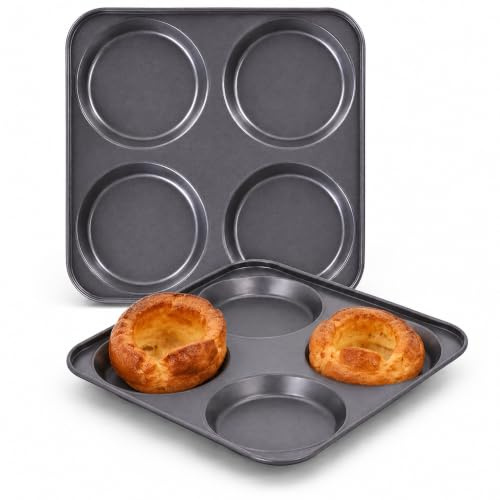 D.A.Y. Republic Non-Stick 4-Hole Yorkshire Pudding Tray, 23 cm (Two Yorkshire Pudding Trays)