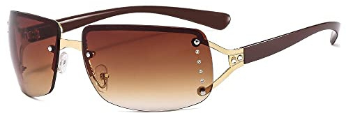 Sonnenbrillen 1Pcs Unisex Bling Kristall Strass Brillen mit Dickem Rahmen Mode Sonnenbrillen Modische Randlose Spiegel-Sonnenbrille für Fahren Angeln Reisen Party Strand