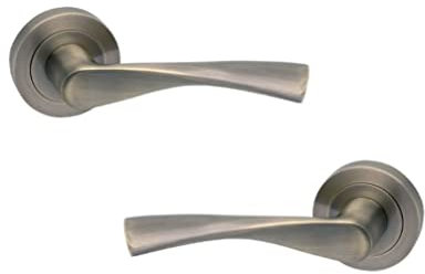 AZERODESIGN - Juego de Manilla con Roseta Redonda MAR - 5 cm - Largo Manija de 12 cm - Acabado Resistente al Desgaste y la Oxidación - Color Bronce Rústico - Fácil Instalación - Material de Aluminio