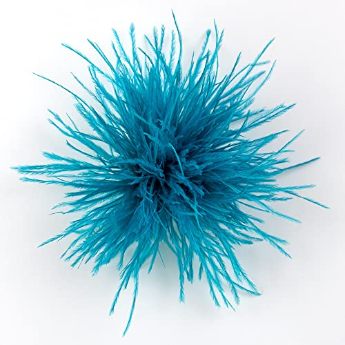SYSUII Damen Federbrosche,Natürliche Straußenfeder Ansteckbrosche Federbrosche Feder Blume Brosche Pins Kleid Zubehör Fascinators Kostüme Dekor Kopfbedeckung für Hochzeit Party Festival -Blau