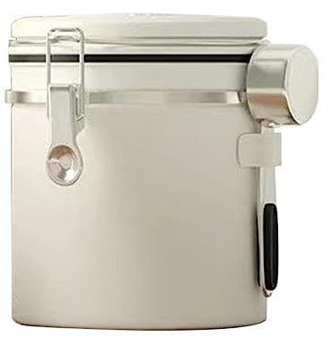 Altsuceser Bote de café, tarro hermético de acero inoxidable con rastreador de fecha y cuchara medidora para café molido, granos, té, harina, cereales, color beige azúcar, 1200 ml