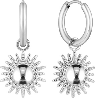 BONNYBIRD® Wasserfeste Edelstahl Ohrringe Sonne Damen in Silber, Gold & Roségold - 100% Wasserfeste & Hautverträgliche Creolen BonnySun (14 mm)