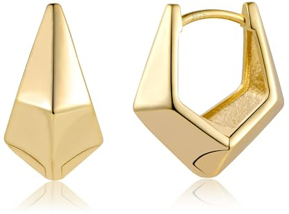 Ash's Choice Orecchini Donna Argento 925 Oro Post Orecchini Cerchio Oro Orecchini Placcati Oro Diamanti a Cerchio Spesso