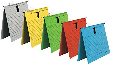 Original Falken 25er Pack Hängehefter UniReg. Made in Germany. Kaufmännische Heftung, aus Recycling-Karton DIN A4 farbig sortiert Blauer Engel ideal für die lose Blatt-Ablage im Büro und der Behörde