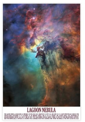 MExmeb Lagunennebel, Kunst, Weltraum, Astronomie, Leinwandposter, Wandkunst, Dekordruck, Bild, Gemälde für Wohnzimmer, Schlafzimmer, Dekoration, ungerahmt, 50 x 75 cm