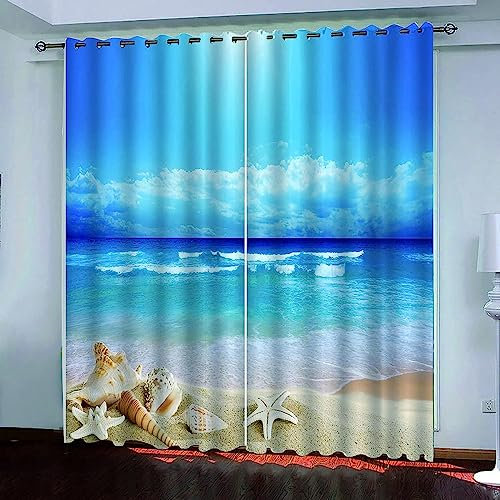 Verdunkelungsvorhänge Kräuselband Blaues Spektakuläres Meeresmuster 2 X 150 X 280 Cm Set Kindergardinen Mädchen Verdunkelungsvorhänge Mit Ösen Blickdichter Kinderzimmer Schlafzimmer Vorhang -6T7G3J8O7