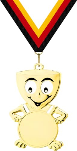 Pokalmatador Medaille Kiddie Ø 62 x 30 mm, mit individuellem Wunschtext in Gold | 25mm Alu-Emblem + Medaillenband | Für Deine Liebsten, Freund, Mama oder Kindergeburtstag
