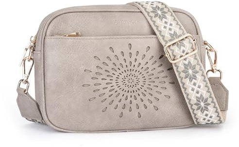 APHISON Klein Schultertasche Damen Crossbody Bag Umhängetasche mit Breitem Gurt Veganes Leder Handtasche Tasche mit Abnehmbarem Schultergurt Kartenschlitz Reisetasche