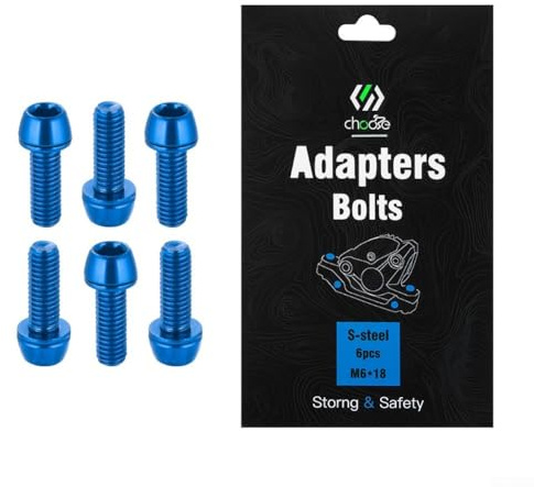 MTB Bike Screws Disc Brake Caliper Fixing Bolts M6*18mm, Set of 6 (Blue)