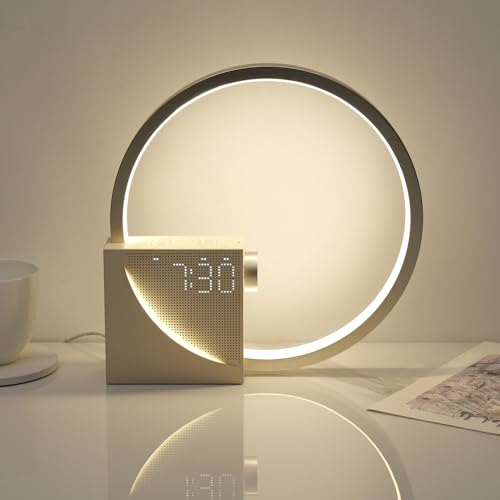 blonbar Bedside Lamp - Wake-Up Light,2 Alarm Clocks, 3 Level Brightness & 10W USB Charging Port,10 Natural Sounds Sleeping aid,Touch Lamps Night Light LED for Bedroom,Living Room,Study Room.