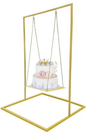 ZpigToor Altalena per torte in metallo da appendere, espositore per dessert, alzata galleggiante per torte per matrimoni, baby shower, anniversari, feste di compleanno, decorazioni per eventi interni