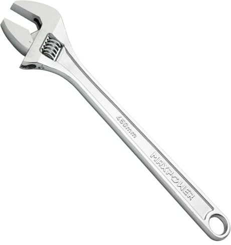 MaxPower Clé à molette 450mm, Clé à molette professionnelle pour le changement de vitesse avec large ouverture de calibre, Acier Cr-V de première qualité - Métrique