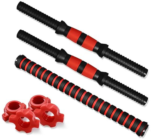 Manubri Universali da 35 cm, Tianher 2 pezzi barre per manubri per allenamento in palestra con 2 collari accessori e un'asta di sollevamento Forza Fitness Equipment(set 2)