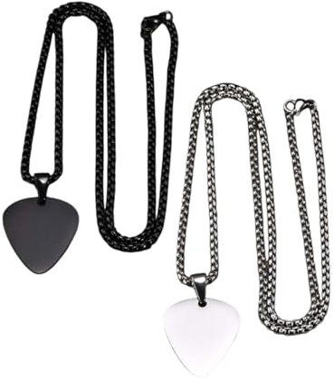 Homoyoyo 2stücke Edelstahl Gitarren-pick Halskette Leicht Robust Modischer Gitarren-plektrum Anhänger in Schwarzfarben Für Damen Und Herren Bequem Tragbar Und Vielseitig Als Schmuck Oder Gi