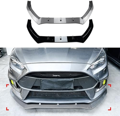 SUNJFY Frontstoßstange Spoilerlippe für Ford Focus RS MK3 2015 2016 2017 2018, Spoiler Diffusor Front Spoiler Lippe Auto Frontspoiler Frontschürze Auto ZubehöR, Carbon Fiber Texture
