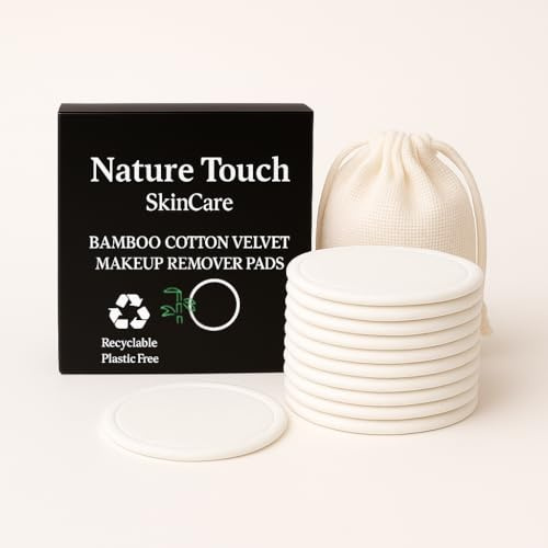 Eco-Friendly Reusable Makeup Remover Pads – 12 Bamboo Cotton Rounds with Mesh Laundry Bag – Soft Washable Facial Pads for Sensitive Skin – Zero Waste Skincare Essentials