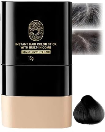 Instant Hair Color Stick mit integriertem Kamm, Sofortiger Haarfarbenstift, Haarfärbestift für graues Haar, Ausbesserungskamm 2 in 1, wasserfester und schweißfester Haarfärbestift (Nature Black)