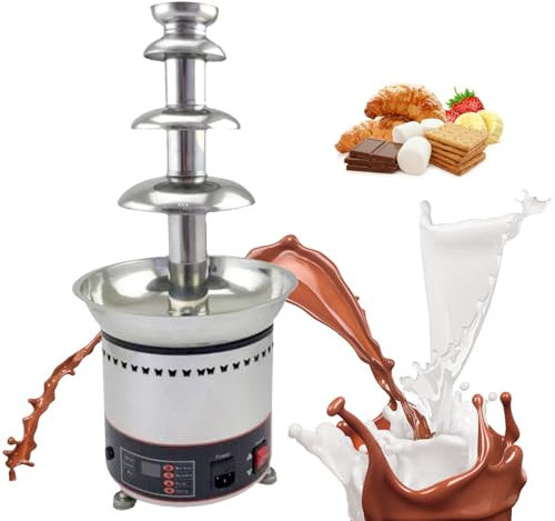 guoyjmm Fondoir à Chocolat éLectrique en Acier Inoxydable à 4, 5, 6 Ou 7 Niveaux, Grande Tour à Fondue Professionnelle, Fontaine à Fondue Chaude, pour Mariage, Anniversaire,4Tier