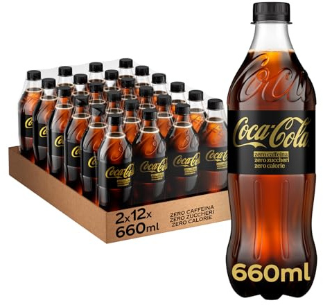 Coca-Cola Zero Zuccheri Zero Caffeina, Tutto il Gusto della Formula Coca-Cola Senza Calorie e Senza Caffeina, Plastica PET 100% riciclabile - 2x12 Bottiglie da 660 ml