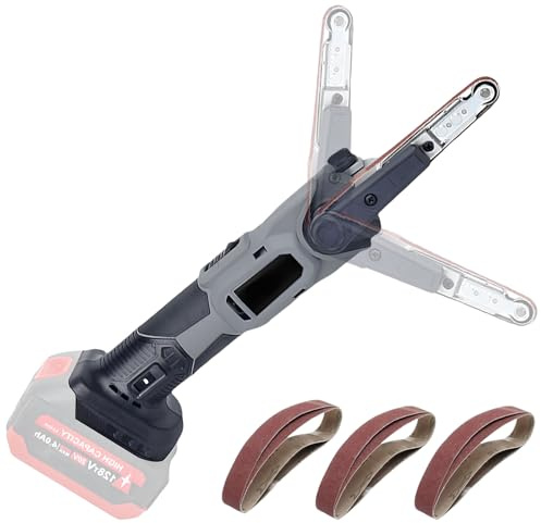 Akku Bandschleifer kompatibel mit Makita 18V, Elektrische Fingerschleifer | 10x330mm Bandschleifer Multischleifer Bandfeile mit 3 Schleifbändern, 6 Geschwindigkeiten, 35° Einstellbare (ohne Akku)
