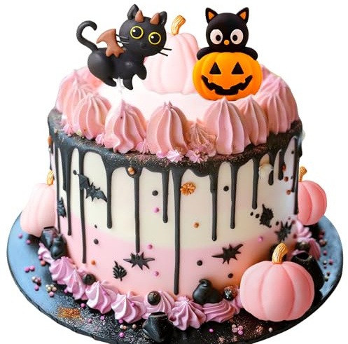 LaVenty halloween rose noir chat decoration gateau anniversaire effrayant | halloween rose noir chat decoration gateau anniversaire effrayant citrouilles halloween decoration anniversaire effrayant