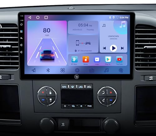 Touchscreen Car Stereo Radio Upgrade for Chevy Silverado 2007-2013 GMC Sierra Yukon Buick Enclave Replacement Head Unit Installation Kit Built in CarPlay Android Auto(10 2G+64G)