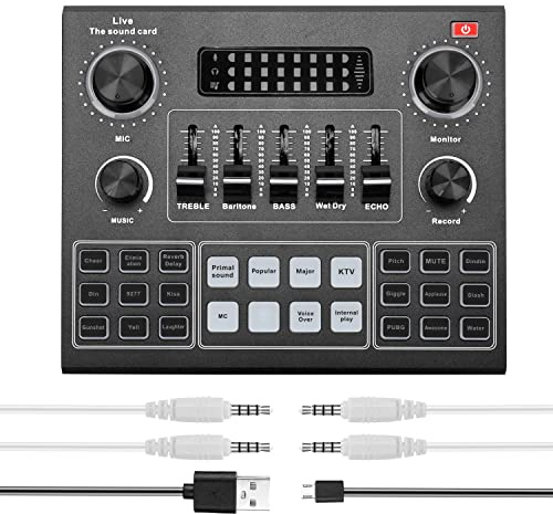 EBTOOLS Carte Son USB V9 avec des Effets Sonores en Direct pour la Prise en Charge des Webdiffusions et du Double Microphone - pour Les Diffusions Téléphoniques et Informatiques