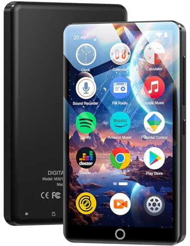 96GB MP3 Player with Bluetooth and WiFi, Portable 4.02 Inch Touchscreen MP4 Players, Android Kids MP3 Player with Spotify, Audible, Deezer, App Store, Digital HIFI Music Player with Speaker, up to 1TB