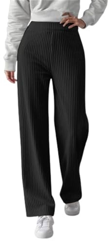 Pantalon en velours côtelé pour femme - Jambes larges - Pantalon thermique avec doublure en Corduroy - Pantalon d'hiver chaud - Taille élastique - Pantalon d'hiver ample - Décontracté - Jean en
