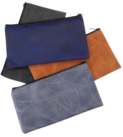 Homoyoyo 4pezzi Borsa Di Deposito Cerniera in Pelle Pu Portafoglio Per Soldi Borsa Per Cosmetici Organizer Portatile Per Assegni Fatture e Piccoli Utensili