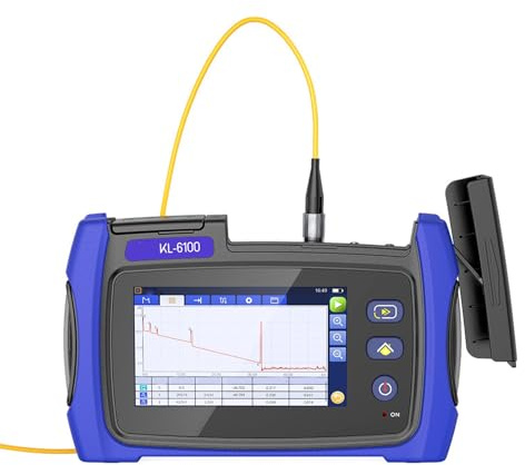 Fockety Tester per fibra ottica OTDR, 1550nm, gamma dinamica 24dB, tester multifunzione OTDR integrato con OPM/SLS/RJ45/VFL, funzioni strumento di rete per tester di cavi RJ45