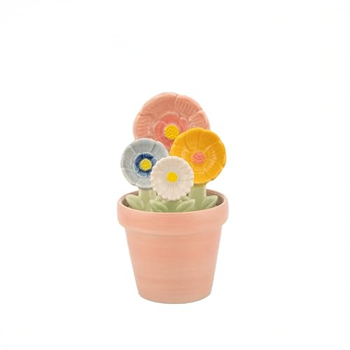Sass & Belle Flower Measuring Spoons with Pot - Colourful Measuring Cups and Spoons Set for Baking, Cute Kitchen Accessories, Home Decoration Designed by Sass and Belle