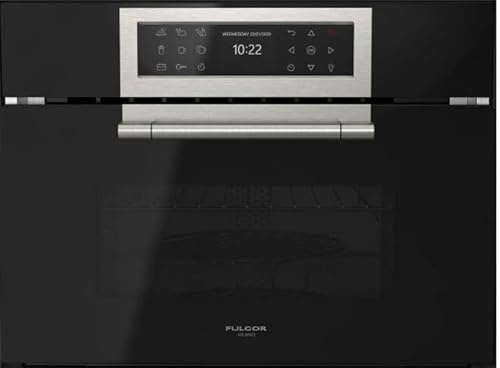 FULGOR CLUSTER FCLGM4508TEMBK, Forno Microonde da Incasso 34L, Grill 1500W, Microonde 1000W, Cottura Combinata, Ricette Automatiche, Touch, Vetro Nero, cm. 59x45