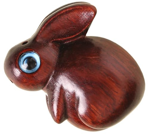 PRETYZOOM Retro Holzanhänger Kaninchen mit Feiner Detailarbeit Kreatives DIY Schlüsselanhänger Holzfigur Dekorativer Holzhase im Tierkreiszeichen stil Langlebiges Geschenk für Frauen und