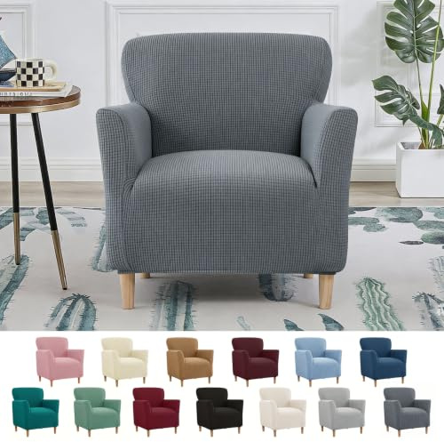 Stretch-Sesselbezug mit Armlehnen, Elastische Jacquard Sofaüberzug Clubsessel Sessel Bezug, Elastischer Strick Spannbezug für Sessel & Polsterstühle, Elastischer Sesselbezug Universal für Wohnzimmer