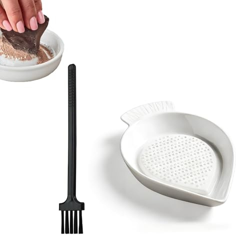Plato Rallador, Plato De Rallador De Porcelana, Rallador De Ajo De Cerámica, Rallador De Cerámica Eficiente, Con Cepillo Especial, Para Triturar Puré De Manzana y Jugo De Jengibre(C)