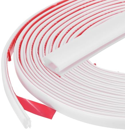 Nexarelle Weather Stripping Seal Strip 5m x 10mm - D-Shape Self-Adhesive Soundproofing Windproof Rubber Door Seal Strip Fits 2-3mm Gap for Doors Windows Frame Gap Blocker, White