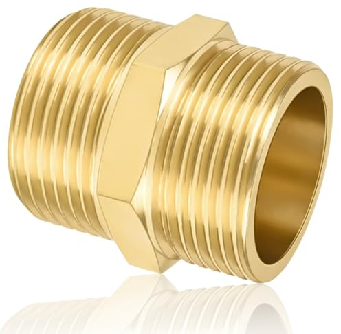 CONJURAIDE Doppelnippel 1 Zoll (Ø 32mm), Messing Verschraubung 1 Zoll Doppelnippel Gewindefitting Fittings mit Gewindedichtband Verbinder Adapter für Trinkwasser Geeignet Rohranschluss
