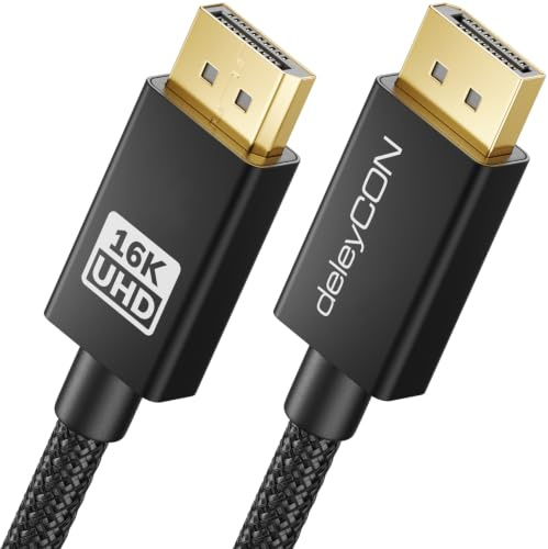 deleyCON 2m DisplayPort-Kabel 2.1 16K 8K UHD 80Gbit/s HDR